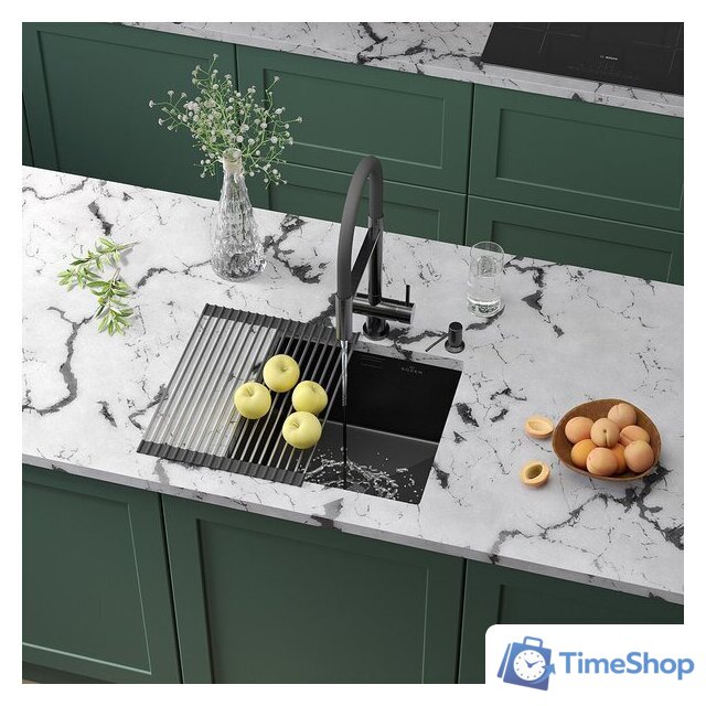 Кухонная мойка Roxen Uno 560210-44B (440*440) PVD графит под столешницу (с ролл-матом и дозатором) - Изображение №1 — Интернет-магазин Time-Shop