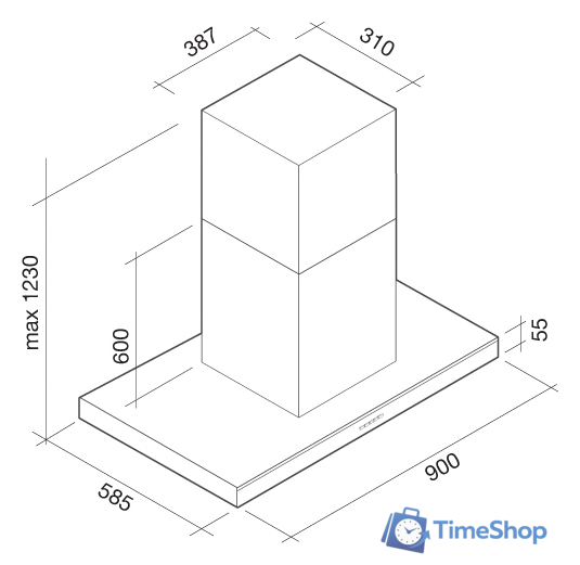 Кухонная вытяжка Falmec Lumina NRS Island 90 800 м3/ч (нержавеющая сталь) - Изображение №4 — Интернет-магазин Time-Shop