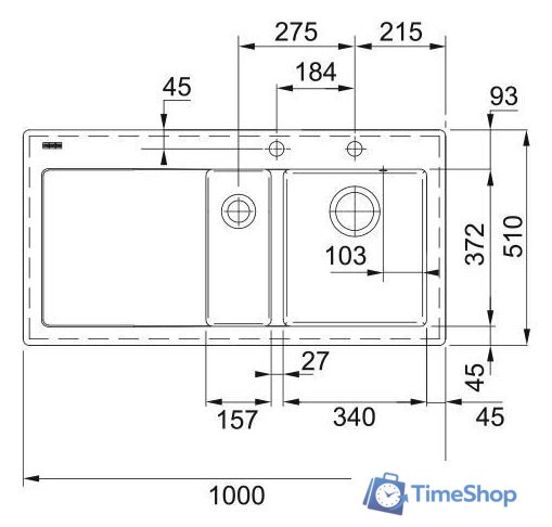 Кухонная мойка Franke Mythos MTK 651-100 124.0442.534 (матовый антрацит) - Изображение №2 — Интернет-магазин Time-Shop