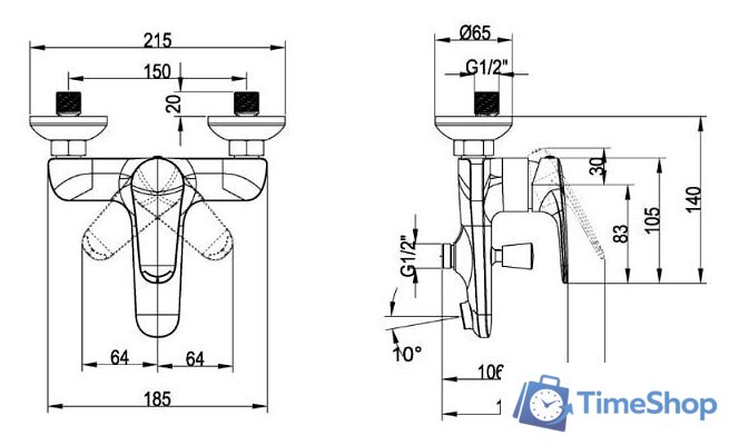 Смеситель Villeroy & Boch O.novo Start TVT10550111061 - Изображение №2 — Интернет-магазин Time-Shop
