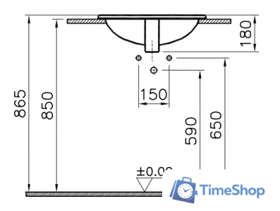Умывальник Vitra S20 52.5x47.5 [5468B003-0001] - Изображение №3 — Интернет-магазин Time-Shop