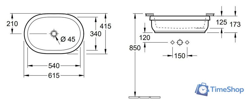 Умывальник Villeroy & Boch Architectura 41766001 - Изображение №4 — Интернет-магазин Time-Shop