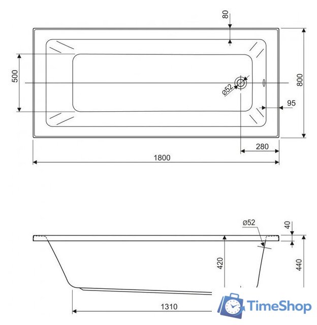 Ванна Cezares Plane Mini Solo 180х80 - Изображение №3 — Интернет-магазин Time-Shop