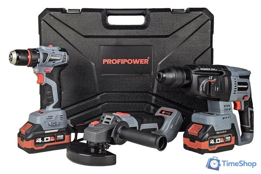  Profipower ProfiSet-3E18 E0247 (шуруповерт, перфоратор, болгарка, 2 АКБ, кейс) - Изображение №1 — Интернет-магазин Time-Shop
