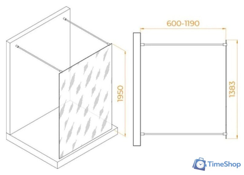 Душевая стенка RGW WA-016W 35101614-15 (белый/прозрачное стекло) - Изображение №2 — Интернет-магазин Time-Shop