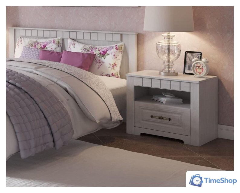 Тумба Мебельград Прованс 60.2х41х51 (бодега белая/платина премиум) - Изображение №2 — Интернет-магазин Time-Shop