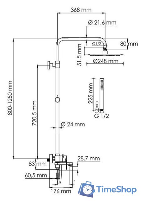 Душевая система  Wasserkraft A174.258.217.CB - Изображение №3 — Интернет-магазин Time-Shop