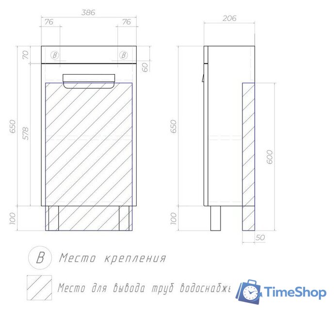 Vigo Тумба под умывальник Plaza 400-1-0 Миранда - Изображение №10 — Интернет-магазин Time-Shop