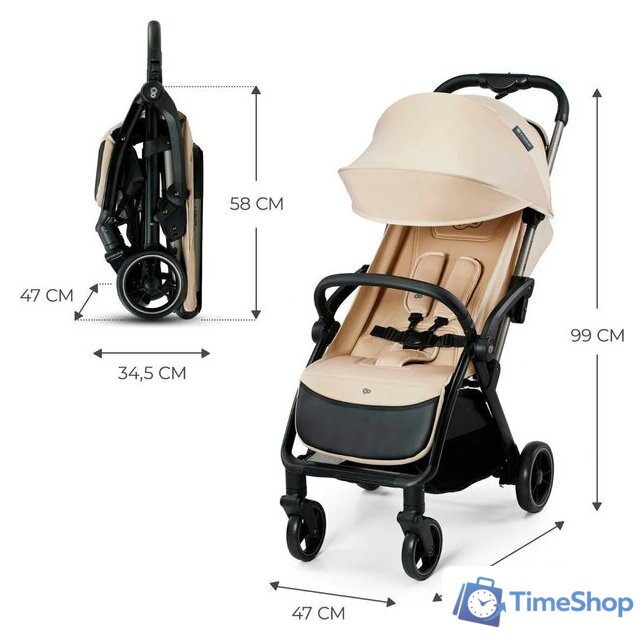 Коляска прогулочная «книга» KinderKraft Apino (бежевый) - Изображение №3 — Интернет-магазин Time-Shop