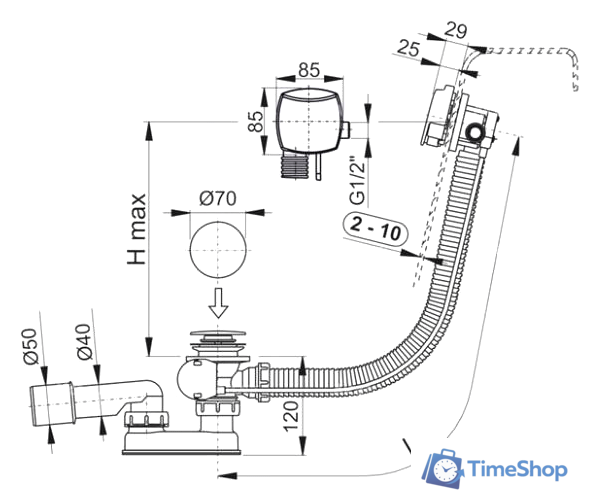 Сифон Alcaplast A564CRM1 - Изображение №2 — Интернет-магазин Time-Shop
