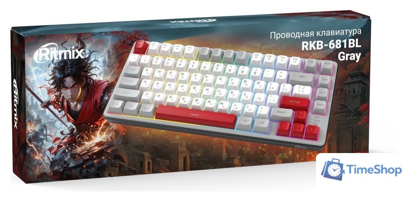 Клавиатура Ritmix RKB-681BL (серый/белый) - Изображение №4 — Интернет-магазин Time-Shop