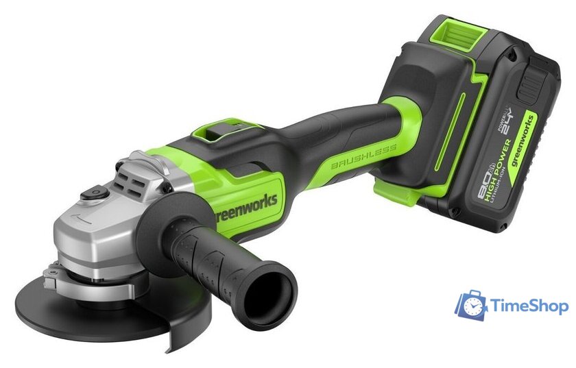 Угловая шлифмашина Greenworks GD24AG 3200207CUH (с 1-м АКБ) - Изображение №2 — Интернет-магазин Time-Shop