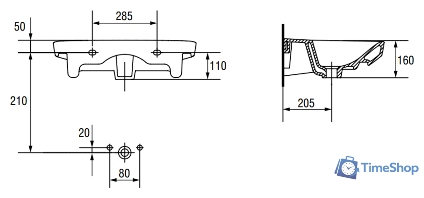 Умывальник Cersanit CARINA 60 60x41.5 - Изображение №3 — Интернет-магазин Time-Shop