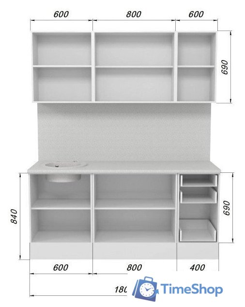 Шкаф навесной Горизонт Ева 80 (тирамису софт) - Изображение №3 — Интернет-магазин Time-Shop