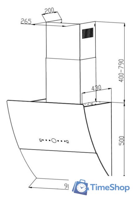 Кухонная вытяжка Grand Turino GC 90 (черный) - Изображение №2 — Интернет-магазин Time-Shop