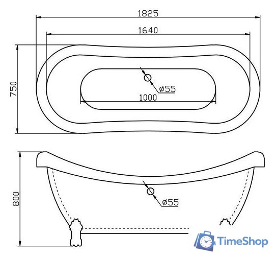 Ванна BelBagno BB05 182.5x75 - Изображение №2 — Интернет-магазин Time-Shop
