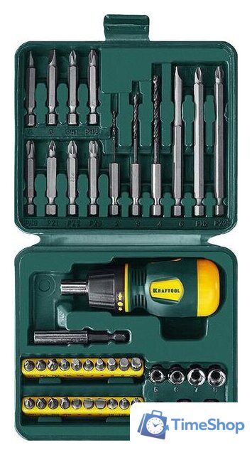 Набор трещотка с головками и битами KRAFTOOL 25556-H43 (43 предмета) - Изображение №1 — Интернет-магазин Time-Shop