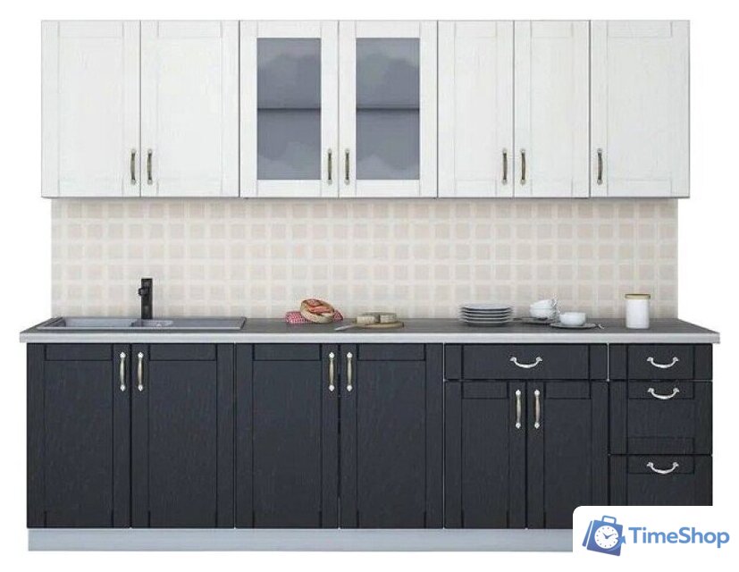 Готовая кухня Интерлиния Мила Крафт 2.6 Б (дуб английский/дуб полярный) - Изображение №1 — Интернет-магазин Time-Shop