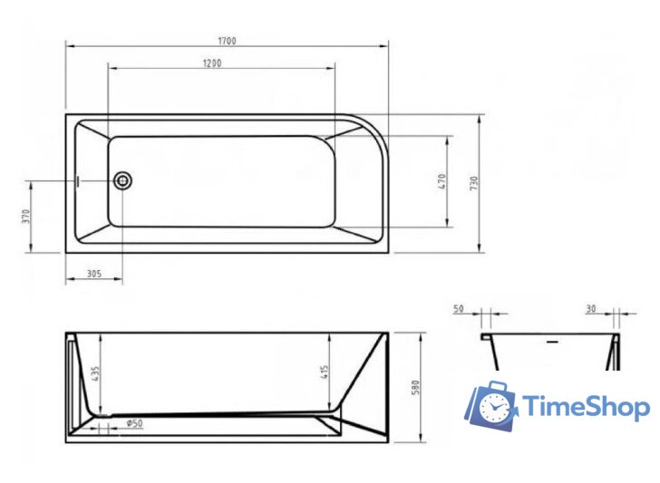 Ванна BelBagno BB712-1700-730-R - Изображение №8 — Интернет-магазин Time-Shop