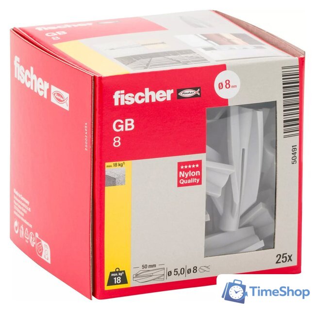 Дюбель для газо- и пенобетона Fischer GB 8 50491 (25 шт) - Изображение №1 — Интернет-магазин Time-Shop