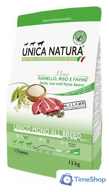 Сухой корм для собак Unica Natura Mono для средних и крупных пород ягненок 12 кг - Изображение №1 — Интернет-магазин Time-Shop