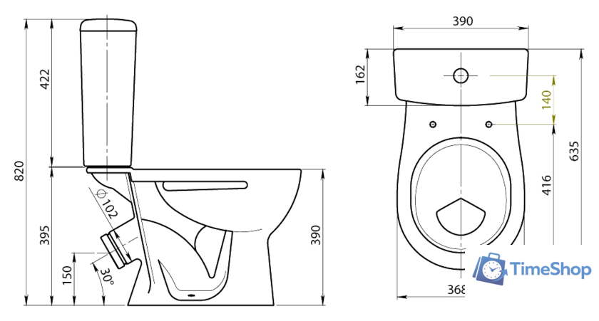 Унитаз напольный Santeri Орион Стандарт (1.P400.8.S00.00B.F) - Изображение №2 — Интернет-магазин Time-Shop