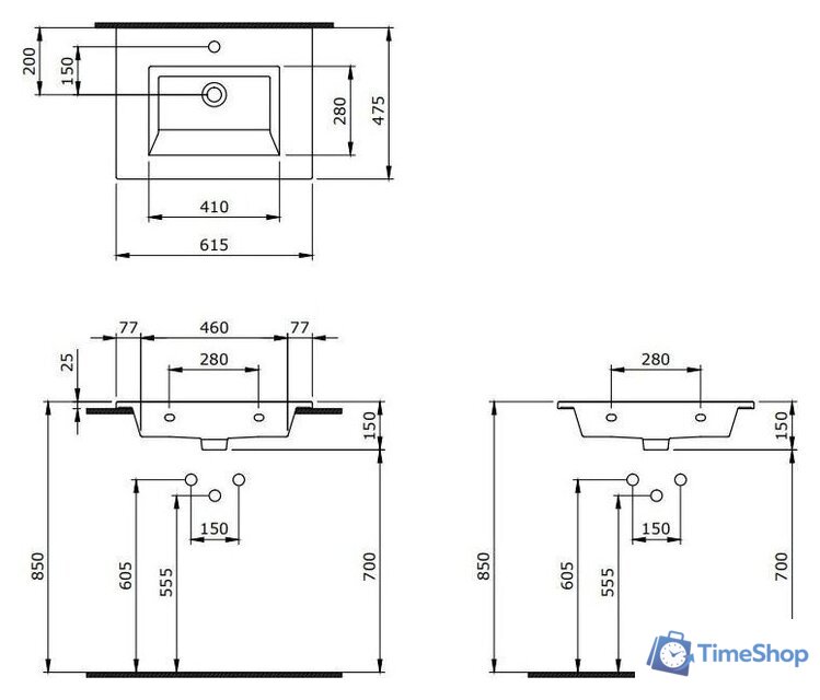 Умывальник Berges Wasserhaus Ego 60x47.5 182004 - Изображение №2 — Интернет-магазин Time-Shop
