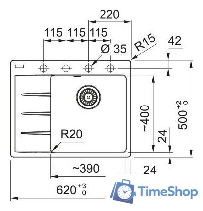 Кухонная мойка Franke Centro CNG 611-62 TL 114.0740.850 (оникс) - Изображение №3 — Интернет-магазин Time-Shop