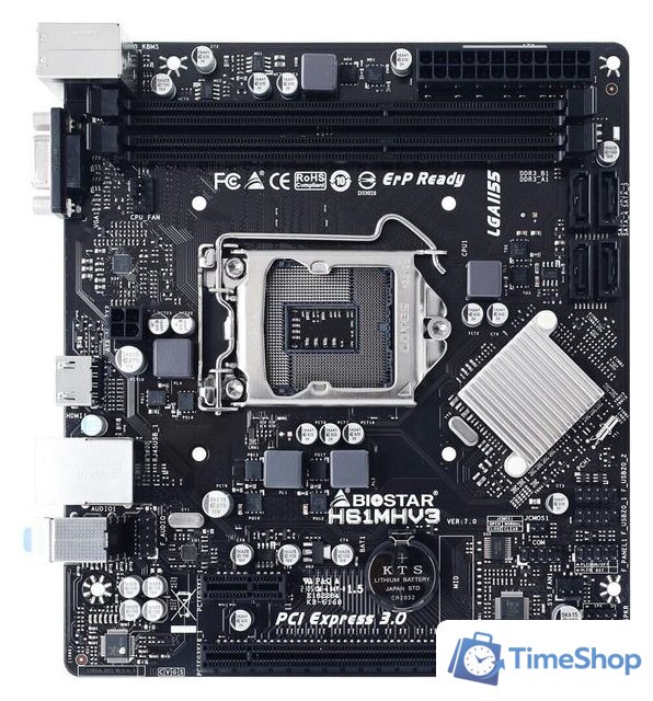 Материнская плата BIOSTAR H61MHV3 Ver. 7.0 - Изображение №1 — Интернет-магазин Time-Shop