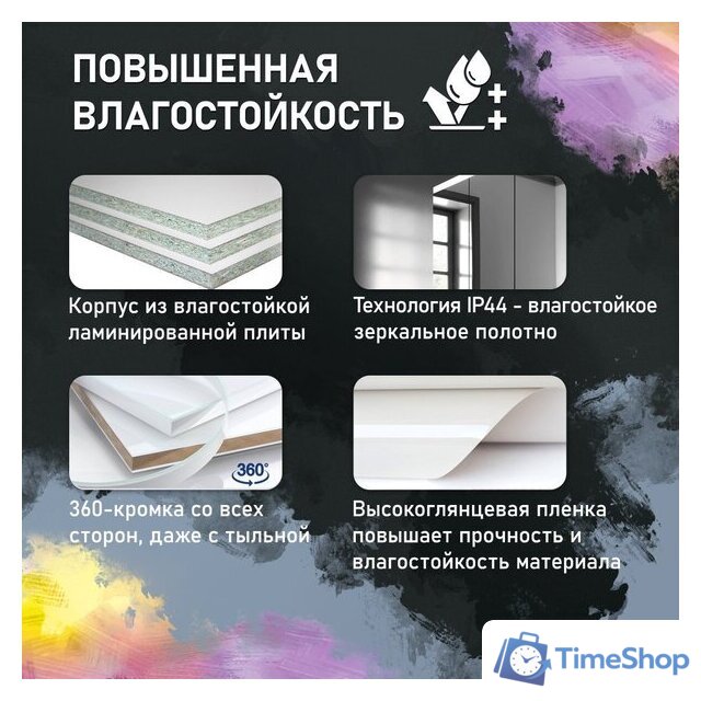  Doratiz Шкаф с зеркалом для ванной Вальс 60 R 2711.153 (белый, с подсветкой) - Изображение №5 — Интернет-магазин Time-Shop