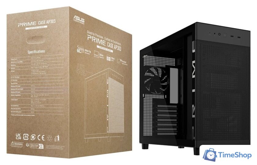 Корпус ASUS Prime AP303 Tempered Glass Panel (черный) - Изображение №5 — Интернет-магазин Time-Shop
