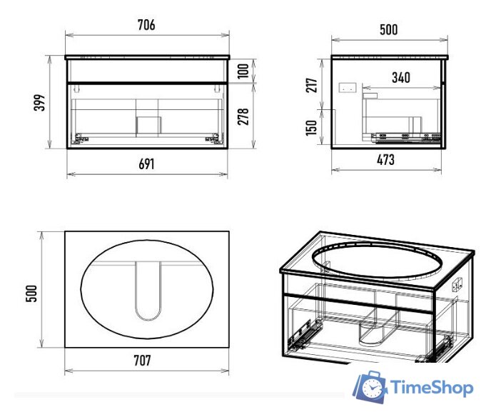  Brevita Тумба под умывальник Enfida 70 ENF-06070-0841Я (зеленый матовый) - Изображение №6 — Интернет-магазин Time-Shop