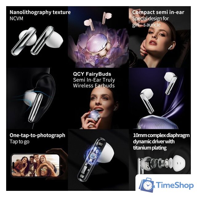 Наушники QCY FairyBuds T21 (золотистый/розовый) - Изображение №12 — Интернет-магазин Time-Shop