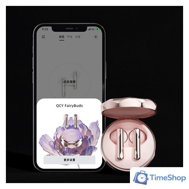 Наушники QCY FairyBuds T21 (золотистый/розовый) - Изображение №8 — Интернет-магазин Time-Shop
