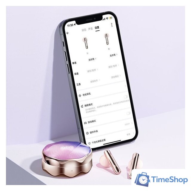 Наушники QCY FairyBuds T21 (золотистый/розовый) - Изображение №7 — Интернет-магазин Time-Shop