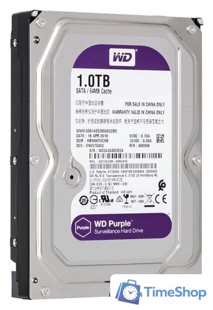 Жесткий диск WD Purple Surveillance 1TB WD10EJRX - Изображение №1 — Интернет-магазин Time-Shop