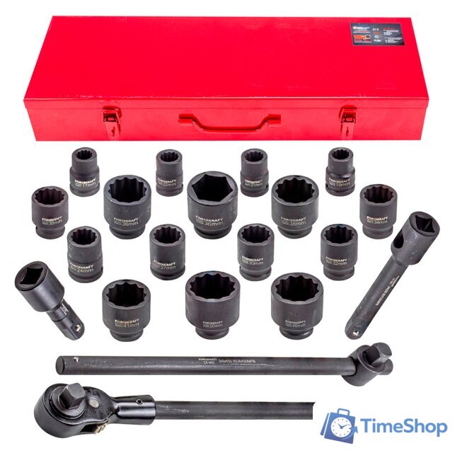 Набор трещотка с головками ForceKraft FK-6212-9MPB (21 предмет) - Изображение №1 — Интернет-магазин Time-Shop