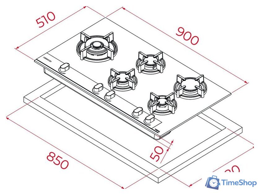 Варочная панель TEKA GBC 95-G1 GB - Изображение №5 — Интернет-магазин Time-Shop