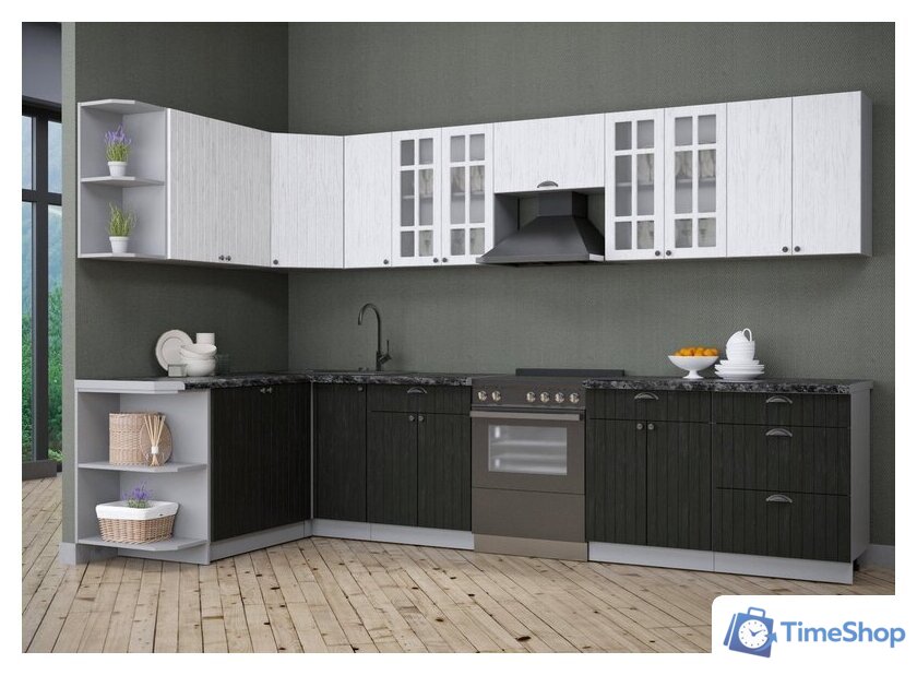 Готовая кухня Интерлиния Берес 1.7x3.3 левая (дуб английский/дуб полярный/кастилло темный) - Изображение №4 — Интернет-магазин Time-Shop