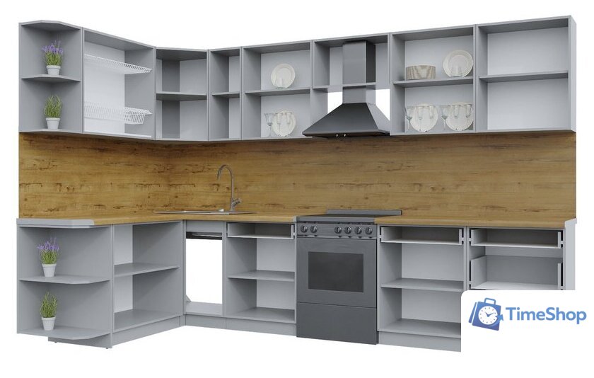 Готовая кухня Интерлиния Берес 1.7x3.3 левая (дуб английский/дуб полярный/кастилло темный) - Изображение №2 — Интернет-магазин Time-Shop