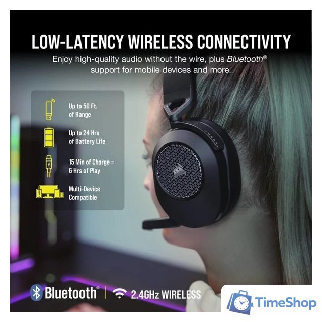 Наушники Corsair HS65 Wireless V2 (карбон) - Изображение №4 — Интернет-магазин Time-Shop