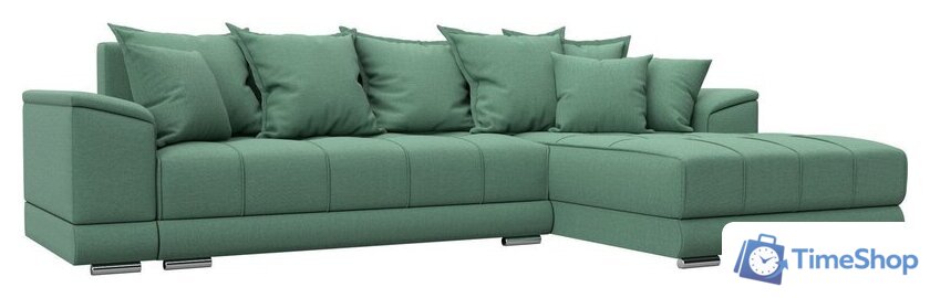 Угловой диван Лига диванов НордСтар правый 123501 (рогожка амур зеленый) - Изображение №1 — Интернет-магазин Time-Shop