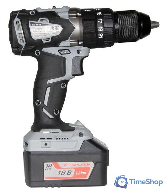 Ударная дрель-шуруповерт Интерскол ДАУ-13/18В 574.2.2.70 (с 2-мя АКБ, кейс) - Изображение №3 — Интернет-магазин Time-Shop