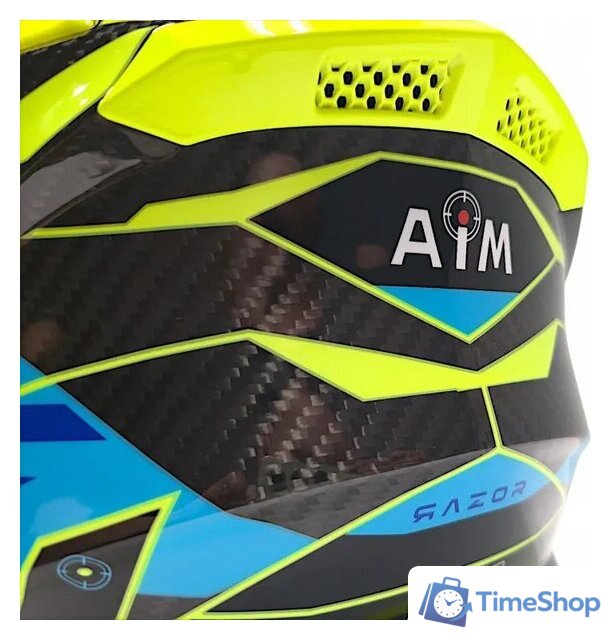 Мотошлем AIM RH855 Carbon Razor RH855R-DYB-XS (XS, желтый/синий) - Изображение №10 — Интернет-магазин Time-Shop