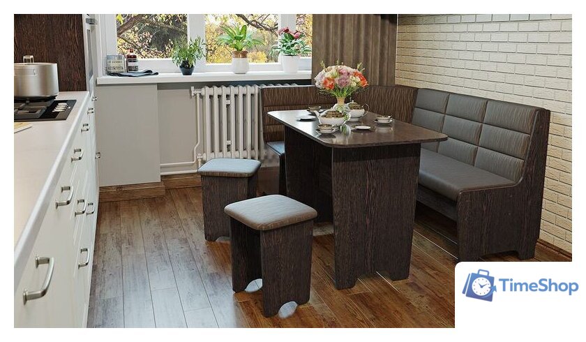 Обеденная группа Трия Техас исп. 2 (венге/кашемир коричневый) - Изображение №3 — Интернет-магазин Time-Shop