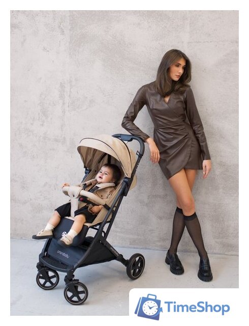 Коляска прогулочная «книга» Amarobaby Airy (бежевый) - Изображение №5 — Интернет-магазин Time-Shop