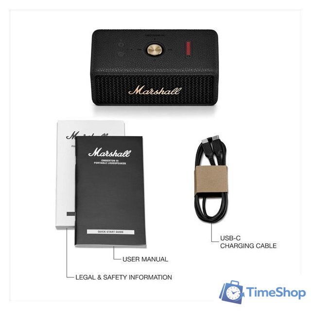 Беспроводная колонка Marshall Emberton III (черный/латунь) - Изображение №5 — Интернет-магазин Time-Shop
