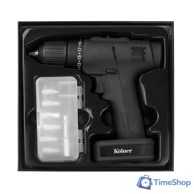 Дрель-шуруповерт Kolner KCD 12/2BL Anthracite (с 1-им АКБ, оснастка, кейс) - Изображение №7 — Интернет-магазин Time-Shop