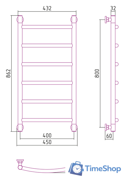 Полотенцесушитель Сунержа Галант+ 800x400 00-0200-8040 - Изображение №3 — Интернет-магазин Time-Shop