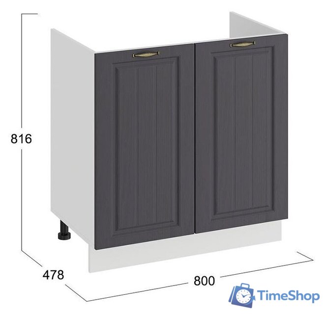 Шкаф напольный Трия Лина 1Н8М (белый/графит) - Изображение №3 — Интернет-магазин Time-Shop